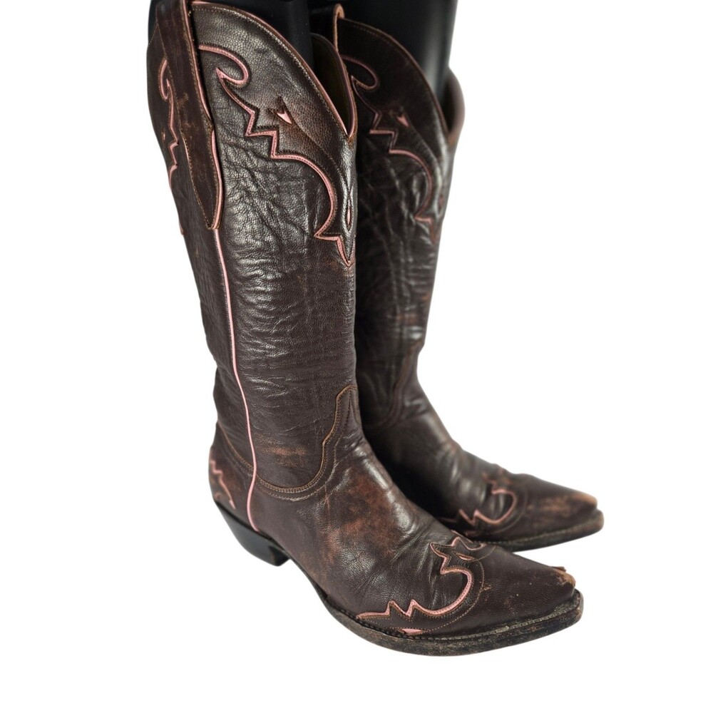 Old Gringo Size 7.5B Distressed Brown/Red Leather Western Women's Cowgirl Boots